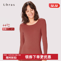 ubras【特惠】无尺码圆领倍暖肌底打底衣纯色亲肤保暖内衣女秋冬 肌底衣/枫糖色 标准版(90-125斤)