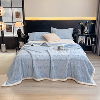 匹鲁儿童毯A类可水洗机洗3D立体雕花绒保暖多用毯四季通用 蓝色 100*150cm