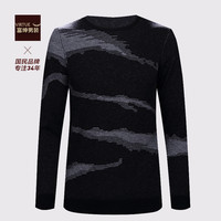 富绅秋冬羊毛男士圆领套头中年针织衫保暖上衣 标准版-黑灰FMM33207-504 54