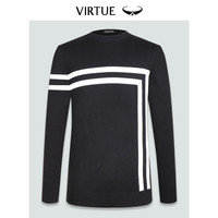 富绅秋冬羊毛男士圆领套头中年针织衫保暖上衣 标准版-黑白色FMM33306-001 52