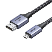 UGREEN 绿联 microHDMI转HDMI8K公对公铝壳款 2m 灰色