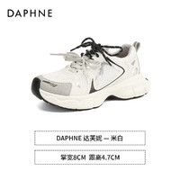 DAPHNE 达芙妮 白色老爹鞋女秋冬款2024新款厚底运动鞋加绒增高冬季小白鞋