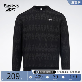 Reebok锐步男女同款针织满印休闲舒适百搭套头卫衣 001-23RMS309U A/XL