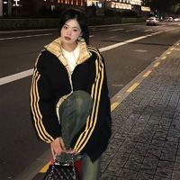 百亿补贴：GCCG 美式棉服女2024新款立领冬季拼接宽松条纹面包加厚情侣棉衣外套潮