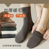 俞兆林 袜子男秋冬中筒袜男士加厚毛圈袜加绒保暖毛巾袜冬季男袜 2821男士毛圈中筒 5双 均码(39-44)