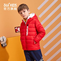 361°儿童轻薄羽绒服男女童冬季中大童连帽外套上衣石墨烯保暖外套 经典黑1901 160cm