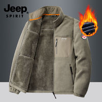 JEEP SPIRIT JEEPSPIRIT吉普男士摇粒绒外套绒衣秋冬新款加绒加厚男士开衫卫衣