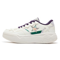 方升 361度鞋男女鞋2024秋冬潮流百搭复古鞋子运动休闲鞋 46 女款-【星星鞋】羽毛白/星尘紫