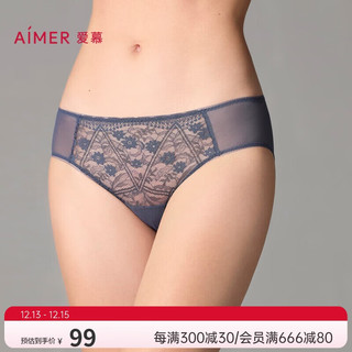 Aimer 爱慕 女蕾丝网纱棉质底裆薄款低腰内裤 AM237721灰色170