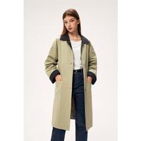 诗凡黎风衣春设计感撞色拼接大口袋工装风高级长款外套女