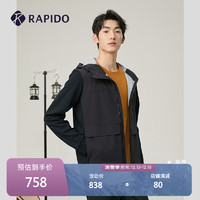 Rapido 雳霹道 2024年春季男装O系列简约户外运动连帽外套CN4Z76O35 黑色 170/88A