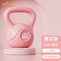 华亚（HUAYA）壶铃男女家用壶铃包胶提壶哑铃力量训练手臂深蹲器材 6kg 粉色