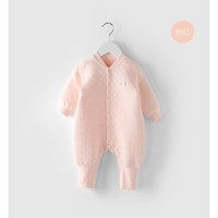 巴厘小猪婴儿连体衣服加厚夹棉新生儿哈衣爬爬服一岁保暖秋装宝宝睡衣秋冬 粉红 100cm