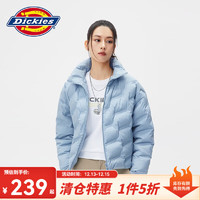 dickies羽绒服 全身压印印花羽绒服 保暖外套上衣DK010807 浅灰蓝 S 充绒量:153g