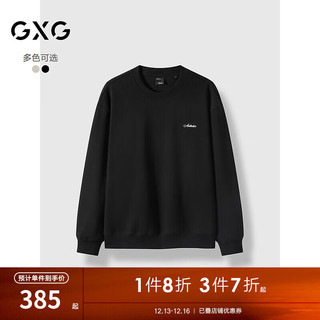 GXG 男装 多色后背图案时尚圆领卫衣男士24年秋季G24X313020 黑色 180/XL