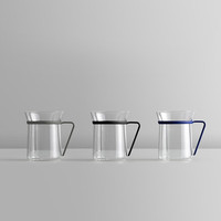 XIONG&YANG 熊与杨 极简设计师水杯耐热玻璃杯子 家用办公室高级茶杯咖啡杯 灰色7-CUP