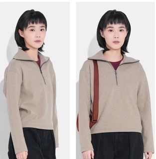 UNIQLO 优衣库 女士绒面针织半拉链套头衫