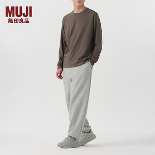 无印良品（MUJI）男式 棉混抗菌 长袖T恤 男士打底衫男款 保暖秋衣 FA08CC4A 深棕色 S  (165/84A)