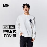 百亿补贴：Semir 森马 卫衣男冬季复古撞色字母绣花校园风上衣宽松针织休闲装百搭潮