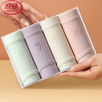 浪莎纯棉女士内裤女透气少女4条抑菌甜美短裤头24年秋冬女三角裤 L(90-120斤)