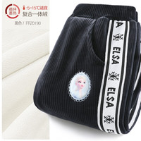 迪士尼女童运动裤儿童春秋加绒裤子加厚灯芯绒休闲长裤中大童 黑色 120cm
