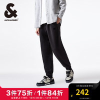 杰克琼斯 杰克·琼斯（JACK&JONES）夏季休闲裤宽松束脚植绒日常百搭舒适纯色长裤22421D006 E40 黑色 170/76A/SR