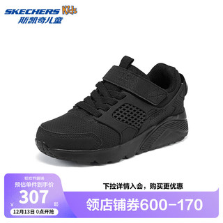 SKECHERS 斯凯奇 儿童鞋春秋款时尚复古休闲鞋中大童厚底耐磨运动鞋405715L 全黑色/BBK 40码