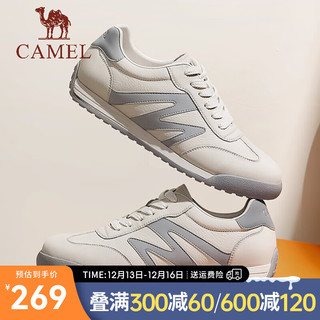 CAMEL 骆驼 德训鞋2024秋季轻便舒适撞色百搭抓地耐磨时尚休闲鞋男 G14A547721 白/灰 41