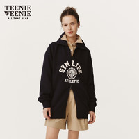 Teenie Weenie小熊斜纹布宽松韩版拉链卫衣开衫外套女装上衣 藏青色 155/XS