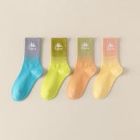 【多巴胺渐变配色】提花LOGO长筒袜秋冬透气运动无骨防臭袜子女