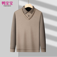 YBB/鸭宝宝男士雪貂绒毛衣2024冬季绅士加绒青年休闲打底衫 8867卡其 4XL