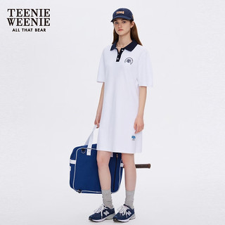 Teenie Weenie小熊连衣裙女夏季学院风撞色基础款直筒Polo连衣裙女 白色 155/XS