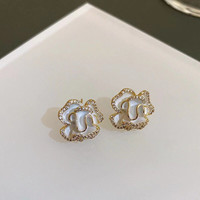 KOSE银针黑色玫瑰山茶花耳钉小众设计高级感气质耳饰轻奢时尚耳环 白色山茶花