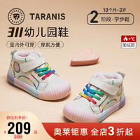 TARANIS 泰兰尼斯 童鞋冬季女童学步鞋加绒宝宝鞋保暖防踢幼儿园鞋白/彩23码