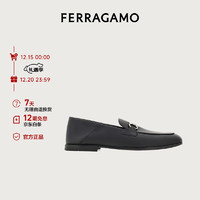 Salvatore Ferragamo 菲拉格慕 Ferragamo）男士黑色Gancini扣饰莫卡辛鞋 0774150_3E _ 90/44码