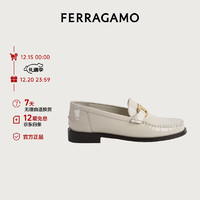 Salvatore Ferragamo 菲拉格慕 Ferragamo）女士白色Gancini扣饰莫卡辛鞋 0769303_1D _ 55