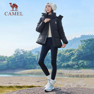 骆驼（CAMEL）三防加厚登山羽绒服男女同款连帽外套 C34CR0L8635A 幻影黑 XL