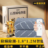电热毯单人冬季加热毯双控智能调温宿舍家用电褥子双人电热毯 灰条纹1.8M*1.2M双人单控