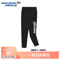 SKECHERS 斯凯奇 女童针织紧身长裤中大童秋冬季修身保暖时尚休闲裤L424G038 碳黑/0018 160cm