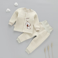 QIAOBEIXIONG 俏贝熊 宝宝保暖套装内衣三层夹棉秋冬纯棉加厚婴儿保暖衣秋衣裤儿童睡衣