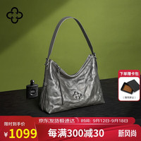 CASSILE卡思乐女包【唐九洲同款】托特包女植鞣牛皮大容量轻奢单肩斜挎包 银灰中号【可放A4记事本】