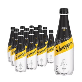 Schweppes 怡泉 苏打水0糖原味罐装气泡水整箱装400ml*12罐苏打气泡水0糖0卡