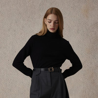 【100%绵羊毛】Eland衣恋毛衣女柔软舒适休闲高领上衣2024冬 黑色(19)Black M/165