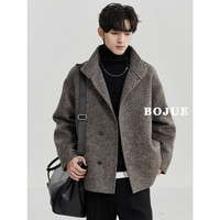 伯爵卓尔大翻领设计感高端双面呢夹克男短款大衣男装外套 P341692 深咖啡 2XL