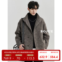 伯爵卓尔大翻领设计感高端双面呢夹克男短款大衣男装外套 P341692 深咖啡 XL