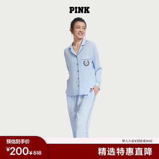 VICTORIA'S SECRET PINK 天丝绵柔轻盈舒适衬衫式长款家居服女士睡衣套装3 53M1海洋蓝 11245721 S