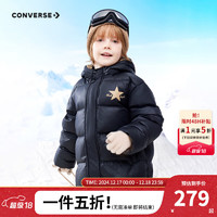 CONVERSE 匡威 儿童装男童女童短款连帽保暖羽绒服冬季外套 黑色 S(140/68)