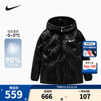 NIKE 耐克童装男童羽绒服冬季90%绒子含量保暖连帽满印钢压儿童上衣