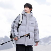 唐九洲明星同款MTVO迈特优潮牌连帽羽绒服男士冬季加厚款冬装外套 H09灰色 2XL