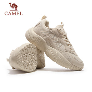 骆驼（CAMEL）低帮休闲女鞋厚底增高老爹运动鞋子 K24C09L7620 米色 37 【女】7620，米色